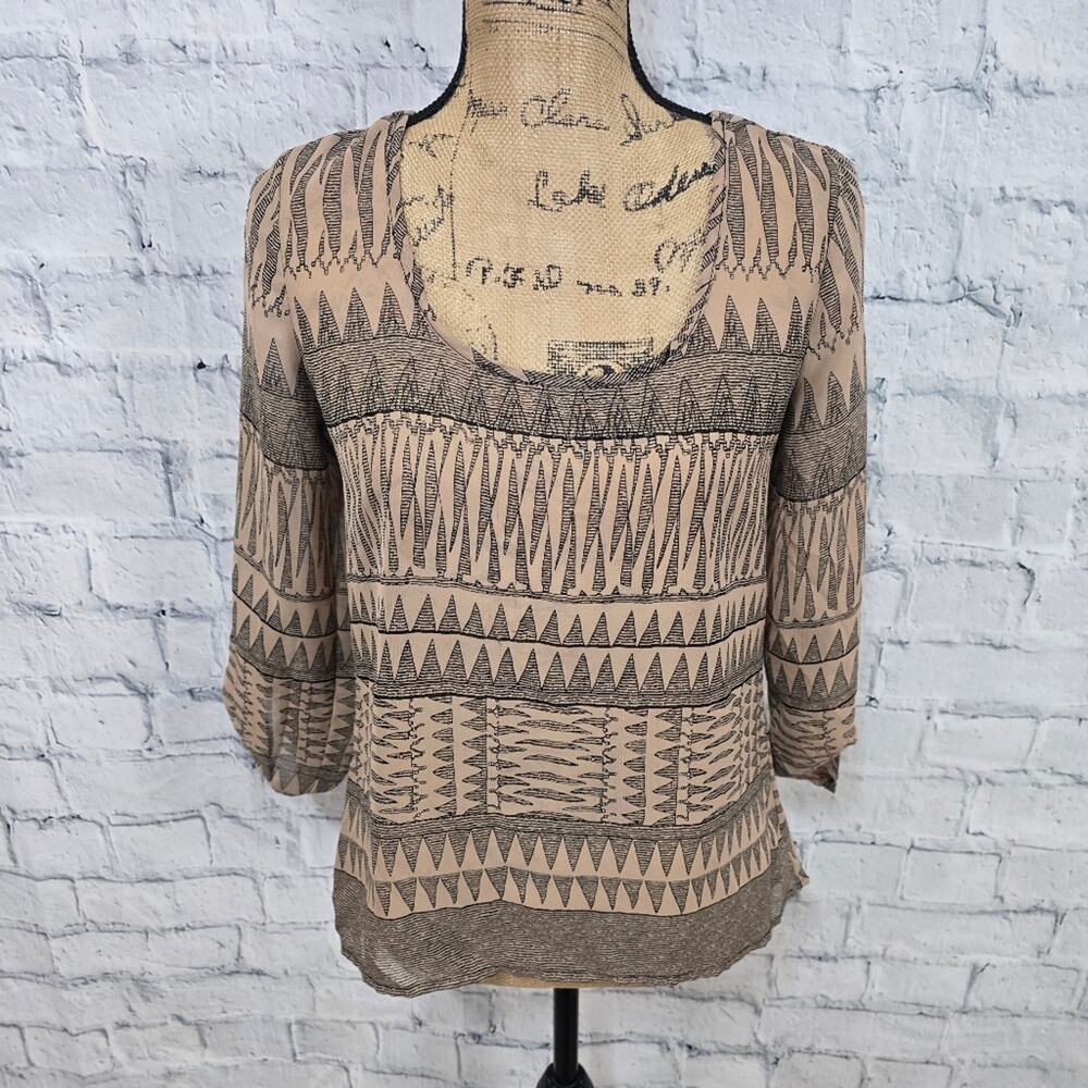 Wishful park top Sz S long sleeve open back blouse A8